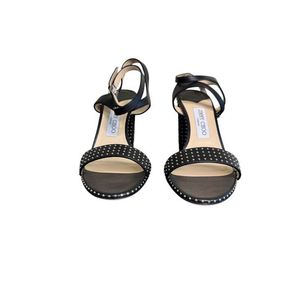 Jimmy Choo NIB Marine 85mm Micro-Studded Leather High Heels in Black Size 39 - Picture 4 of 9